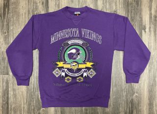 Vintage 90s Minnesota Vikings Nfl Football Sweatshirt Mens L Signal Sports