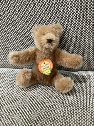 Vintage German Steiff Mohair Miniature Teddy Bear Toy W/ Tag