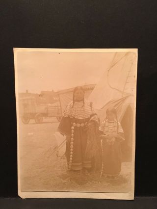 Early 1900 Native American Indian Woman With Child Near Teepee Photo