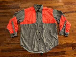 Vintage Orvis Hunting Shooting Button L/s Shirt - Tan / Orange - Large