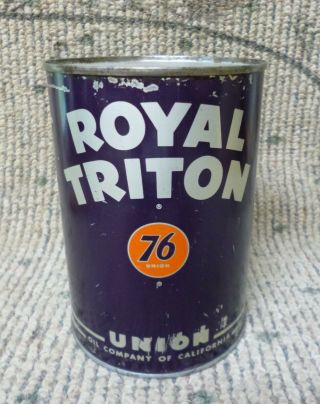 Vintage Union 76 Royal Triton Oil Can Full