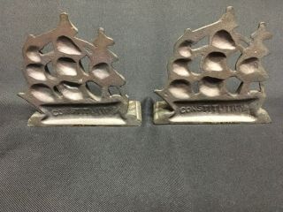 Vintage USS Constitution Cast Iron Bookends,  