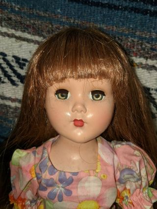 17 " Vintage Arranbee R&b Nanette Doll With Pretty Floral Pink Dress And Long Wig
