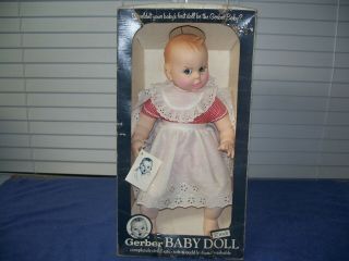 Vintage 1979 Gerber Baby Doll 17 " W/ Box - Atlanta Novelty - Red White Dress