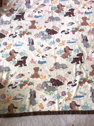 1980’s Vintage Pound Puppies Twin/full Sz Blanket Bed Spread 72”x 86”