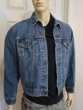 Vintage From 80s Levi`s Denim Trucker Blue Jean Jacket Mens Size: 40