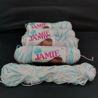 Vintage Lion Brand Jamie Baby Pompadour Yarn Over 4 Skeins Twinkle Print 293