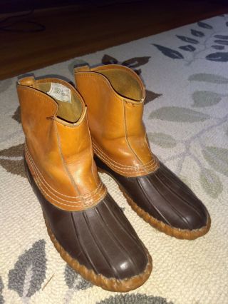 Vintage Ll Bean Mens Maine Hunting Shoe Slip On Duck Boots Brown Sz 10d