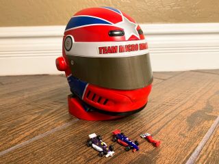 Vintage Team Micro Machines Indy Car Team Racer Helmet Playset W 2 Vehicles