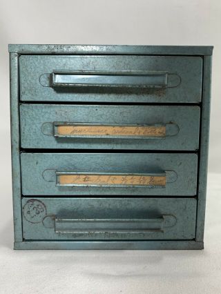 Vintage Industrial 4 Drawer Small Parts Cabinet Organizer Metal Storage Divider