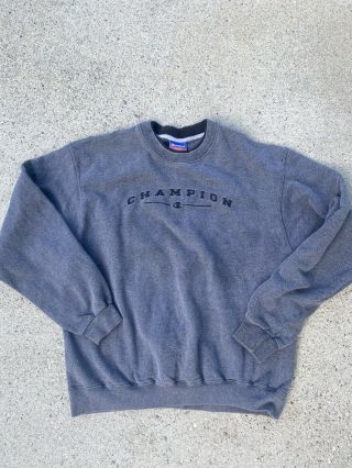 Vintage Champion Crewneck Gray Sweatshirt Medium 90s