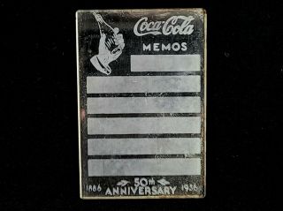 Vintage 1936 Coca - Cola 50th Anniversary Memo Mirror Antique