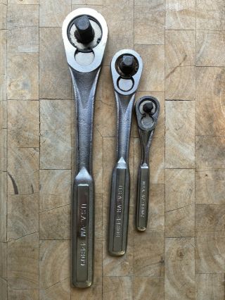 Craftsman 3pc Vintage Ratchets 1/2 3/8 1/4 " Drive Ratchets Made In Usa