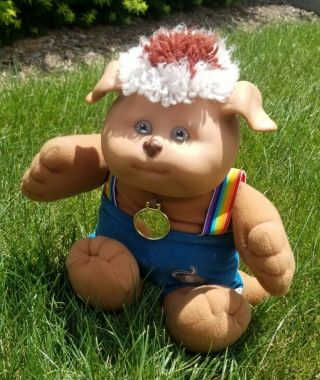 Cute Vintage 1983 Cabbage Patch Kids Koosas Dog In Overalls By Xavier Roberts