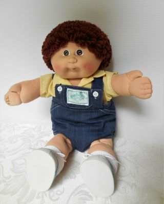 Vintage Cabbage Patch Kid Boy Auburn Hair Brown Eyes Dimples Paci Mouth Taiwan