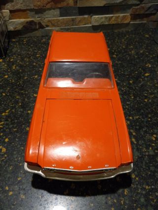 Vintage Wen Mac 1966 Orange Ford Mustang Coupe 289 Battery Operated Toy Car