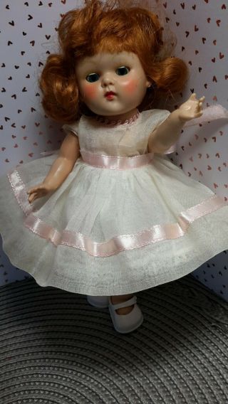Vintage Vogue Ginny Doll Sweet White Organdy,  Pink Trim Tagged Dress (no Doll) ❤