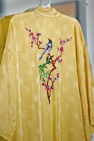 Embroidered On Back,  Yellow Vintage? Unisex Robe,  Golden Bee Label