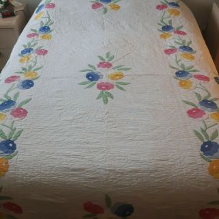 Vintage Handmade Quilt Queen Size 75x79 Very