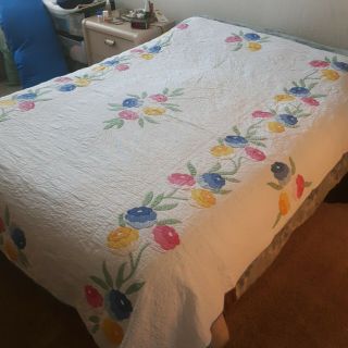 vintage handmade quilt queen size 75x79 very 3