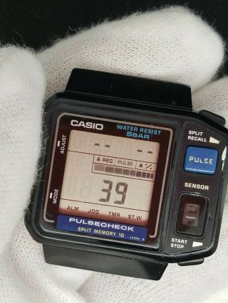 Casio Vintage Digital Watch 509 Jp - 100w Pulsecheck Split Memory 10 Sensor Jog