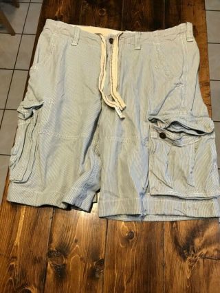 Abercrombie & Fitch 34 Hickory Stripe Vintage Fatigues Thick Cargo Shorts