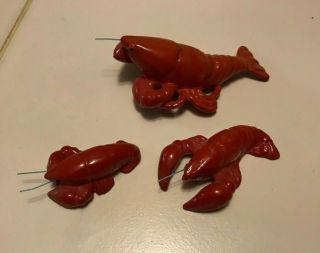 3 Vintage Ceramic Lobster Family Dad Mom Baby Miniature Figurine Hagen Renaker ?