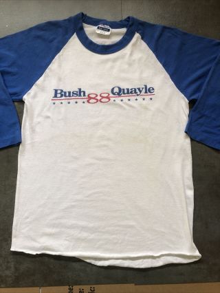 Vintage George Bush - Dan Quayle ‘88,  Campaign Baseball T - Shirt Sz M.