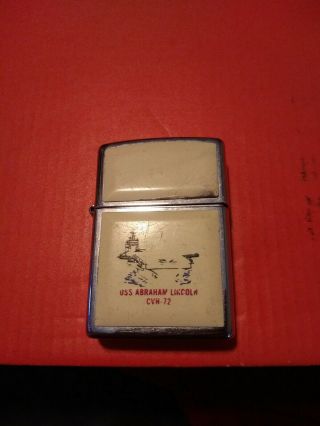 Vintage Zippo Lighter Uss Abraham Lincoln Cvn - 72 Solid