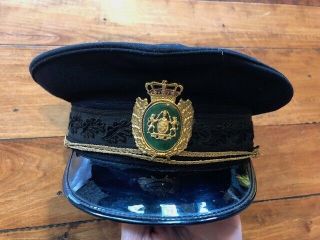 Vintage Denmark Danish Military Police Wool Dress Hat Metal Badge