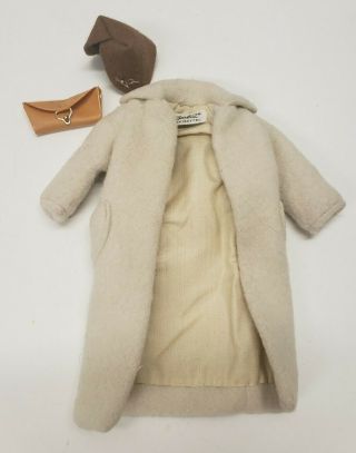 Vintage Barbie Doll Fashion Clothes Peachy Fleecy Coat 915 1960s Hat Purse