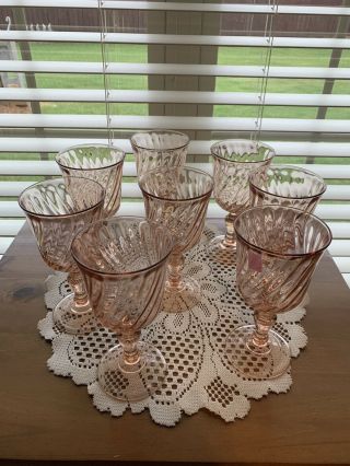 Vintage Pink Wine Glasses Set Of 8,  Pink Rosaline Arcoroc Of Luminarc France 8oz