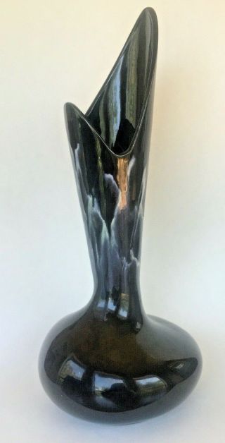 Atomic Age Vintage Royal Haeger Large Vase Black With Swirls,  Mid Century Wow