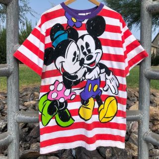 Vtg 90s Mickey & Co Minnie Big Graphic Double Sided Disney T Shirt L