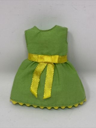 Rare Vintage Sears Young Ideas 1513 Skipper Doll Clothes Green Yellow Bow Dress
