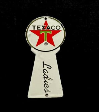 Vintage Texaco Ladies Restroom Key Porcelain Sign Car Gas Oil Truck Automobile