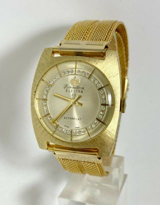 VINTAGE HORMILTON ELECTRA 25 SWISS MADE GOLD PLATED WIND - UP MEN ' S WATCH RUNS 2