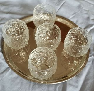 Rare Vintage Set Of 5 Milano Clear Roly Poly Glasses