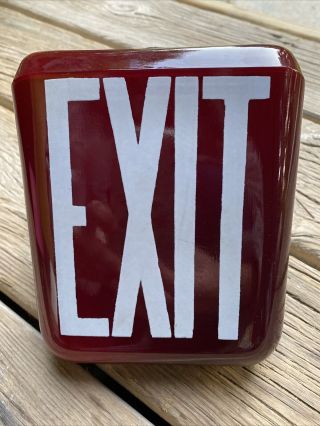 Vintage Exit Red Glass Globe Lamp Light Sign Triangle Shape