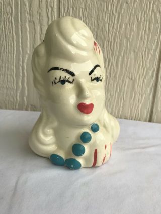 Vintage Glamour Girl Head Vase 1940s Antique Ceramic