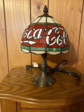 Vintage 2000 Coca Cola Stained Glass Style Accent Lamp By Alsy