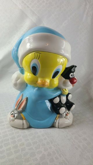 Vtg Looney Tunes Tweety Bird Bugs Bunny Sylvester Ceramic Cookie Jar By Gibson