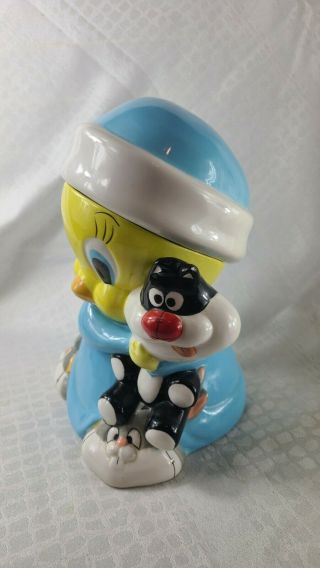 VTG Looney Tunes Tweety Bird Bugs Bunny Sylvester Ceramic Cookie Jar by Gibson 3