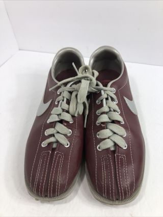 Vintage Nike Bowling Shoes Women ' s Size 8 Maroon Silver 2