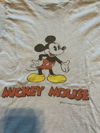 Vintage 70s Mickey Mouse Disney Shirt Size XS (Kids Medium) 2