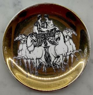 Set of 2 VINTAGE FORNASETTI Gold Roman Chariot Coasters - Saks Fifth Avenue 2