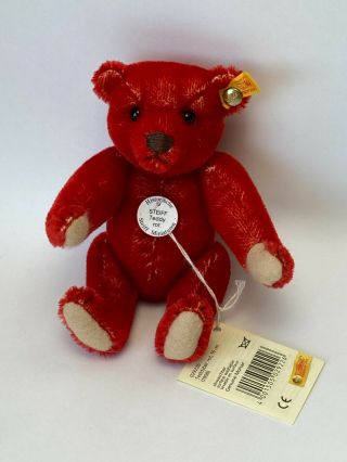 Steiff Teddy Bear Rot (red) 029226.  Steiff Historical Miniature Teddy Bear.  6 "