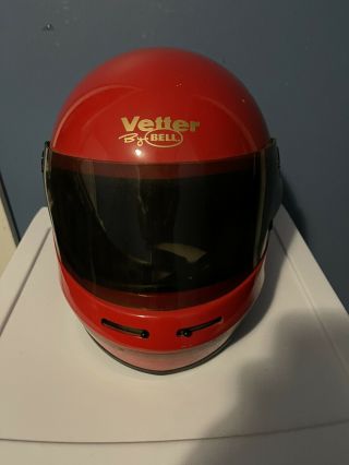 Vintage Bell Vetter Motorcycle Helmet Full Face Red Size Medium