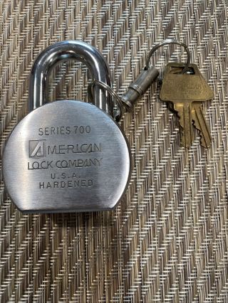 Vintage American U.  S.  A.  Hardened Padlock Series 700 With Two Keys