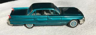 Vintage 1961 Bandai 4 Door 8 " Cadillac Tin Blue Friction Vehicle Japan Very Good